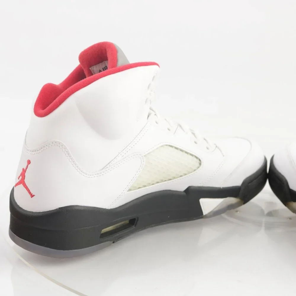 Air Jordan 5 Retro Mens White Fire Red Sneaker Size 10 Black 2013 Shoes With Box